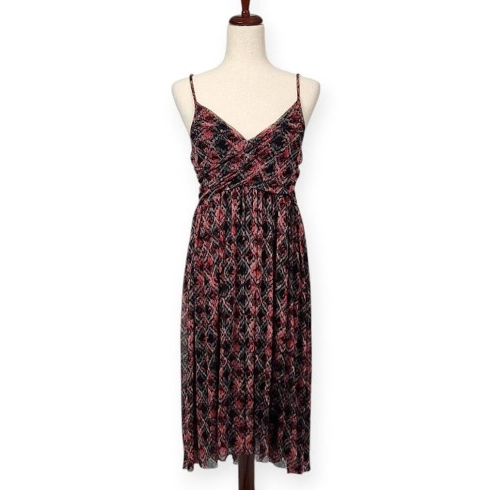 Free People Sundress Cross Front Hi-Low Leaf Print Red Black Women's Size Large